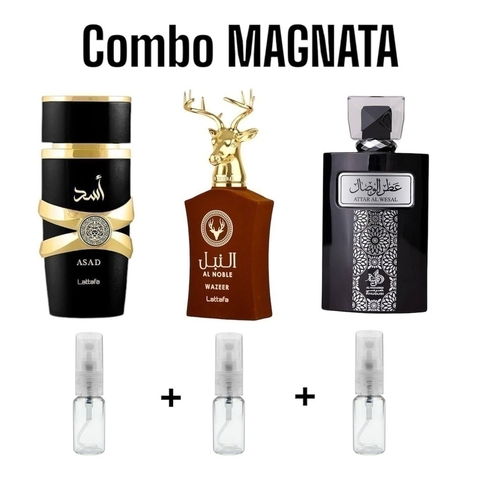 Combo MAGNATA - 3 decantes 5ml - Asad 5ml + Wazeer 5ml+ Attar 5ml