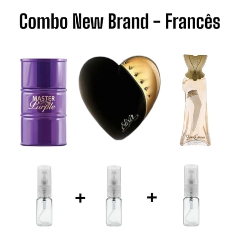Combo New Brand - Perfume Francês - Decante - Elixir 5ml + Cancan 5ml + Master Of Purple 5ml
