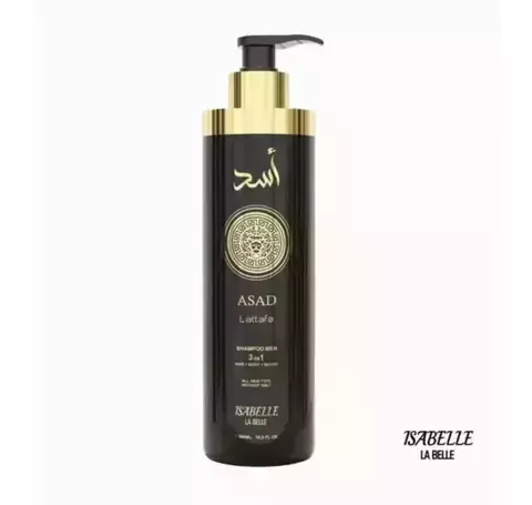 Shampoo 3 em 1 Asad Arabe para Homens, Cabelo, Corpo e Barba, 500ml, Isabelle La Belle