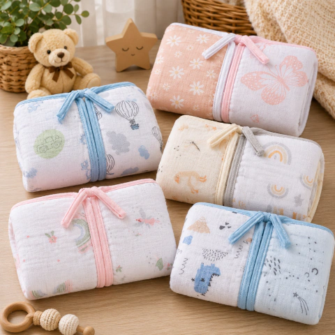 KIT 2 PANINHOS DE BOCA PAPI SOFT COM PRENDEDOR DE CHUPETA – 40x40 CM | 100% ALGODÃO | 2 CAMADAS