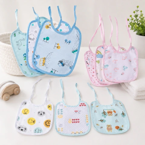 BABADOR FLANELADO E PASTIFICADO ESTAMPADO KIT C/3 UN- BEBÊ - 21CMX19CM