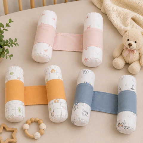 SEGURA BEBÊ PAPI BABY – 100% ALGODÃO | 30 X 26 X 7 CM | 2 ROLINHOS LATERAIS