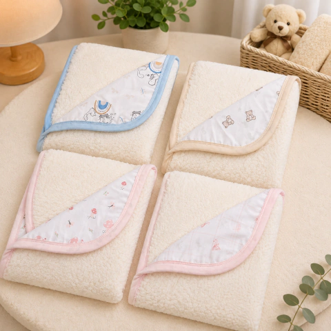 MANTA PARA BEBÊ FORRADA COM SHERPA – DUPLA FACE | ALGODÃO + MICROFIBRA | 87 x 79 CM