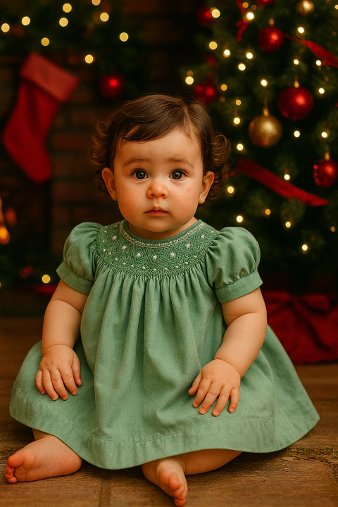 Vestido de bebê verde oliva - comprar online