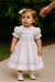 Vestido branco infantil com bordado rococo na barra - comprar online