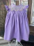 Vestido infantil lavanda bordado com babados - comprar online