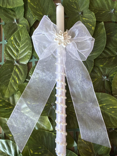 Vela Decorativa com Laço e Pérolas