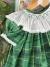 Vestido infantil xadrez com babado rendado - comprar online