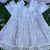 Vestido de batizado nesga lágrima com bordado lavanda