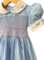 Vestido casinha de abelha azul bebê com gola branca