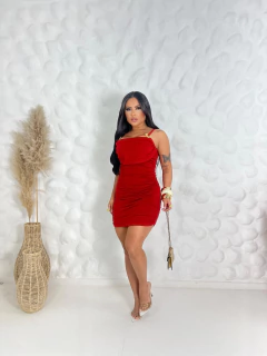 VESTIDO RAVENA EM MALHA SUPLEX COM FIVELA ORGÂNICA E DRAPEADO LATERAL - comprar online