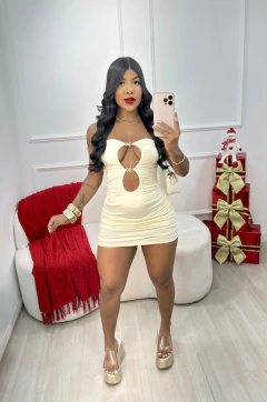 VESTIDO ESTRELA DO MAR EM MALHA SUPLEX COM DRAPEADO