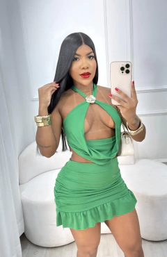 CONJUNTO ROSÁLIA EM MALHA SUPLEX COM DETALHE EM FLOR ORGÂNICA - comprar online