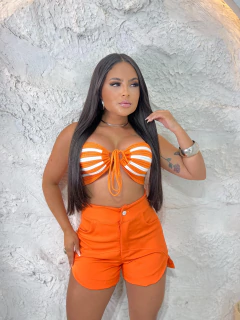 SHORT INSPIRAÇÃO JEANS EM ALFAIATARIA COM BOTÃO BRILHO E ZIPER - comprar online