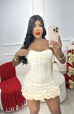 VESTIDO PRINCESS EM MALHA ESCUBA COM REGULAGEM NAS COSTAS EM TRANÇADO - loja online