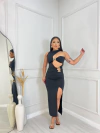 VESTIDO MADELENE EM SUPLEX COM BOJO E DETALHES DOURADO