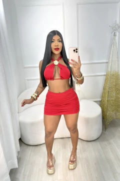 CONJUNTO CARLA COM FLOR ORGÂNICA EM MALHA SUPLEX COM BOJO - loja online