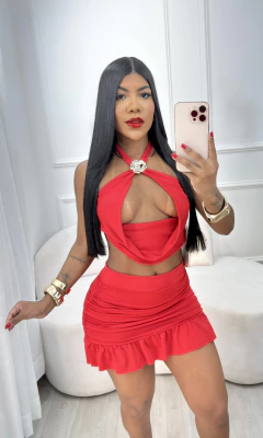 CONJUNTO ROSÁLIA EM MALHA SUPLEX COM DETALHE EM FLOR ORGÂNICA na internet