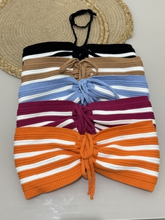 CROPPED LISTRA EM TRICÔ MODAL - Samantha Fashion