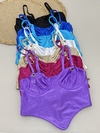 CROPPED COM ILHÓS BRILHO EM POLIAMIDA ACETINADA COM ARO DE SUSTENTAÇÃO, ALÇA REGULADORA - comprar online