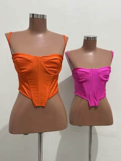 CORSELET EM POLIAMIDA TEXTURIZADA COM BARBATANAS, ARO DE SUSTENTAÇÃO E REGULAGEM NA ALÇA - Samantha Fashion