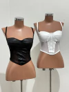 CROPPED EM CIRRÊ ACETINADO + TULE COM BOJO E ZÍPER ATRÁS