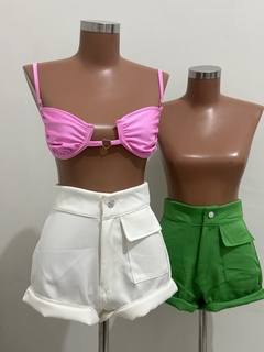 CROPPED THALIA EM POLIAMIDA ACETINADA COM ARO DE SUSTENTAÇÃO, REGULAGEM NA ALÇA E COSTAS - Samantha Fashion