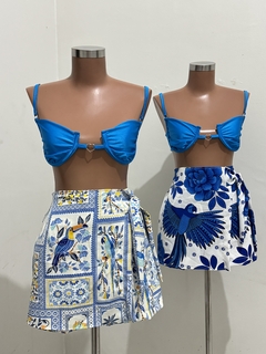 SHORT SAIA ESTAMPA DIGITAL EM CREPE ALFAIATARIA COM ELÁSTICO ATRÁS - comprar online