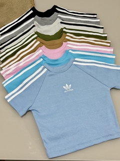 CROPPED ADIDAS BORDADO + LISTRAS EM RIBANA PREMIUM - comprar online