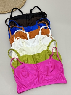 CROPPED MEIA TAÇA EM POLIAMIDA COM ARO DE SUSTENTAÇÃO E REGULAGEM NA ALÇA - comprar online