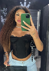 CORSELET LARI EM TULE COM RENDA, BARBATANAS. ARO DE SUSTENTAÇÃO E REGULAGEM ATRÁS - comprar online