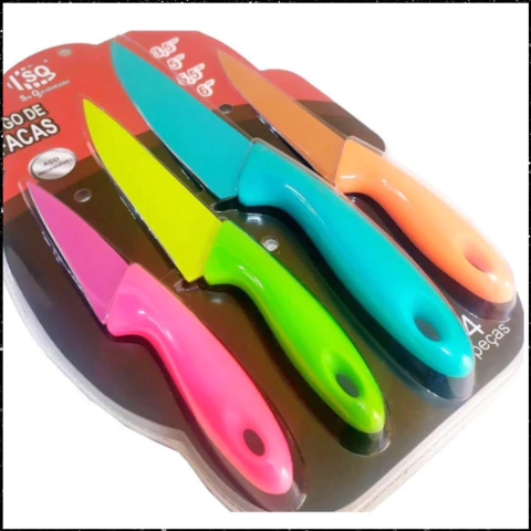 Kit Jogo De 04 Facas Coloridas De Cozinha SQ-3897 - comprar online
