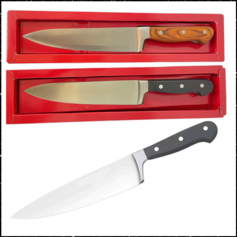 Faca Profissional 8 Aço Inox Cabo Preto / Madeira FACA DO CHEF - comprar online