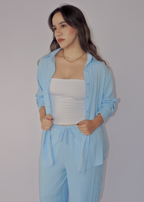 Camisa Antonella Listrada - Azul