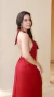 Vestido Longo Decote Drapeado na internet