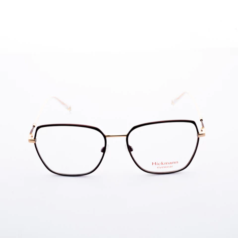 Armação para óculos de Grau Hickmann HI10000 Feminino Quadrado em Metal Marrom e Dourado
