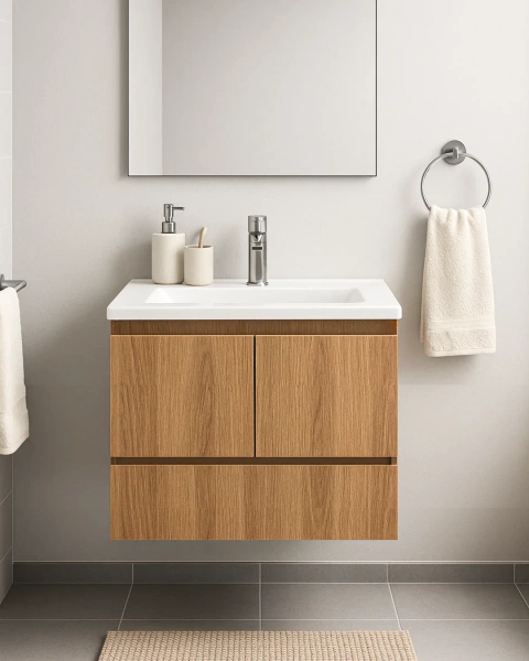Vanitory Orinoco 60 cm flotante OLMO FINLANDÉS SIN MANIJAS - comprar online