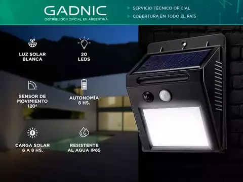 Reflector Led Solar con Sensor de Movimiento - 20 LED
