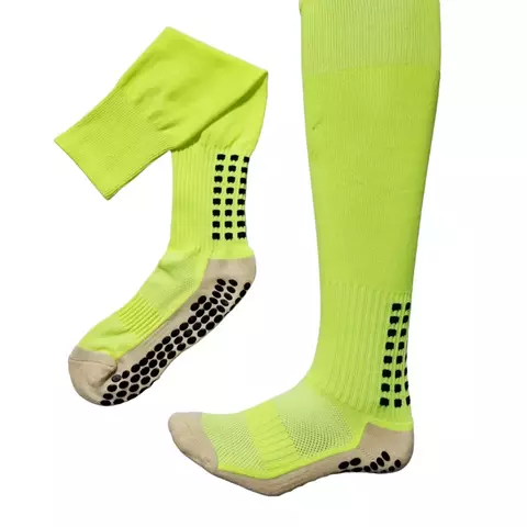 Meias Futebol Antiderrapante Cano Alto - Verde limão com bolhinhas pretas - comprar online