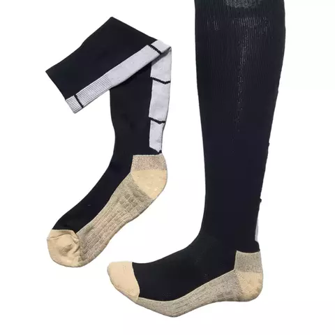 Meias Futebol Antiderrapante Cano Alto - Preta com detalhes em branco - comprar online