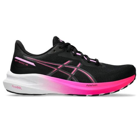 TÊNIS ASICS GT-1000 13 - FEMININO - PRETO COM BRANCO E ROSA