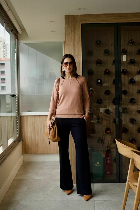 CONJUNTO EM MALHA VISCOLYCRA BICOLOR C/ BLUSA C/ OVERLOCK - comprar online