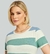 Blusa listra larga tricolor malha crepe c/ linho decote redondo e mg curta - comprar online