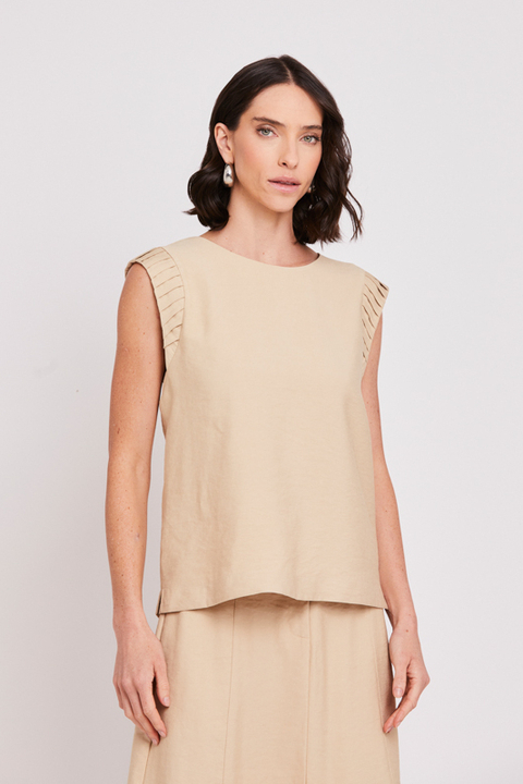 BLUSA REGATA EM VISCOSE C/ PREGAS OMBRO - comprar online