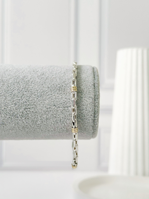 PULSERA ENTRELAZADA Y ORO 21CM PLATA 925 - comprar online