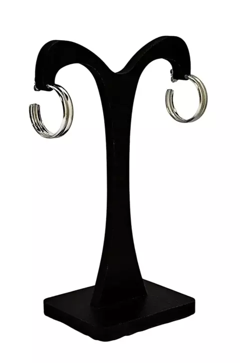 Argola Meia Cana Dupla 2cm em Aço Inox