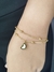 Pulseira Dupla Rabo de Rato com Bolinhas e Coração Gordinho Resinado em Aço Dourado