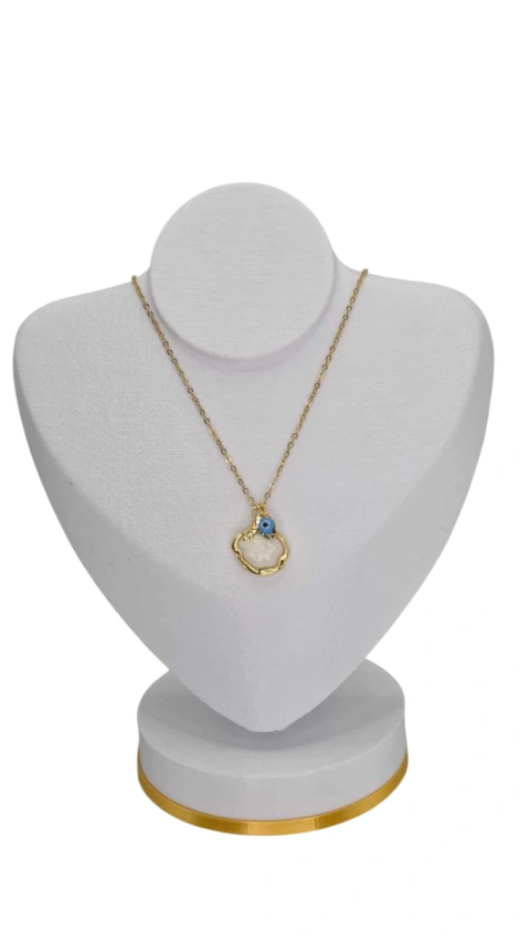 Colar Importado Madre Pérola Oval em Aço Dourado