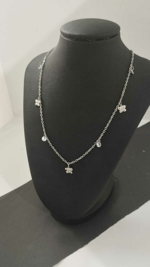 Chocker Borboleta Mini e Pedra em Aço Inox - comprar online