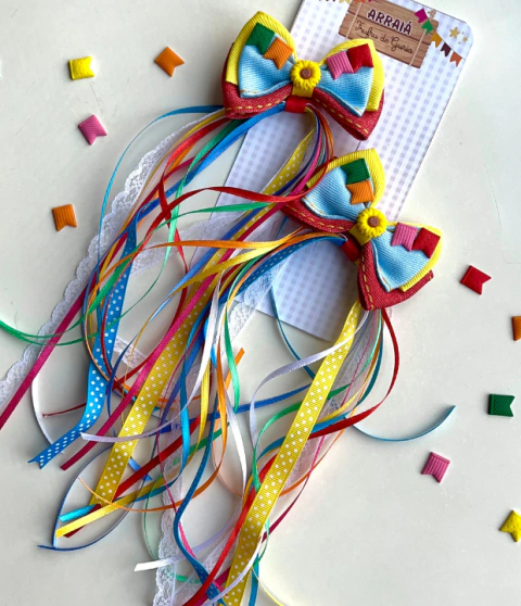 Par de Laços Juninos com Tassel Removível - Girassol